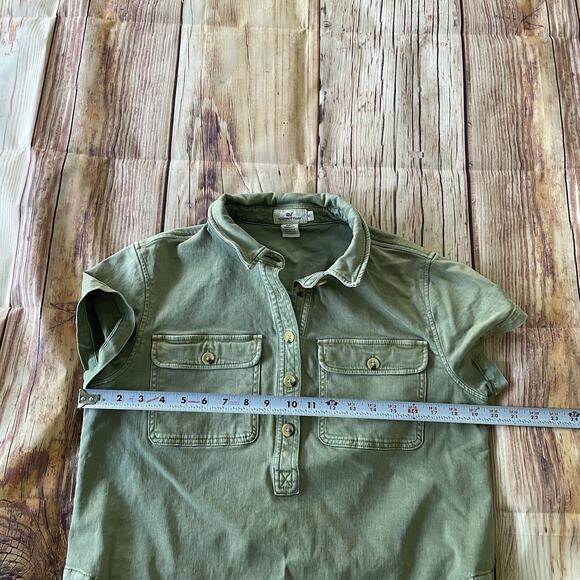 Vineyard Vines Dress Women Size 10 Green Denim A-Line Shirtdress Pockets - Picture 9 of 9